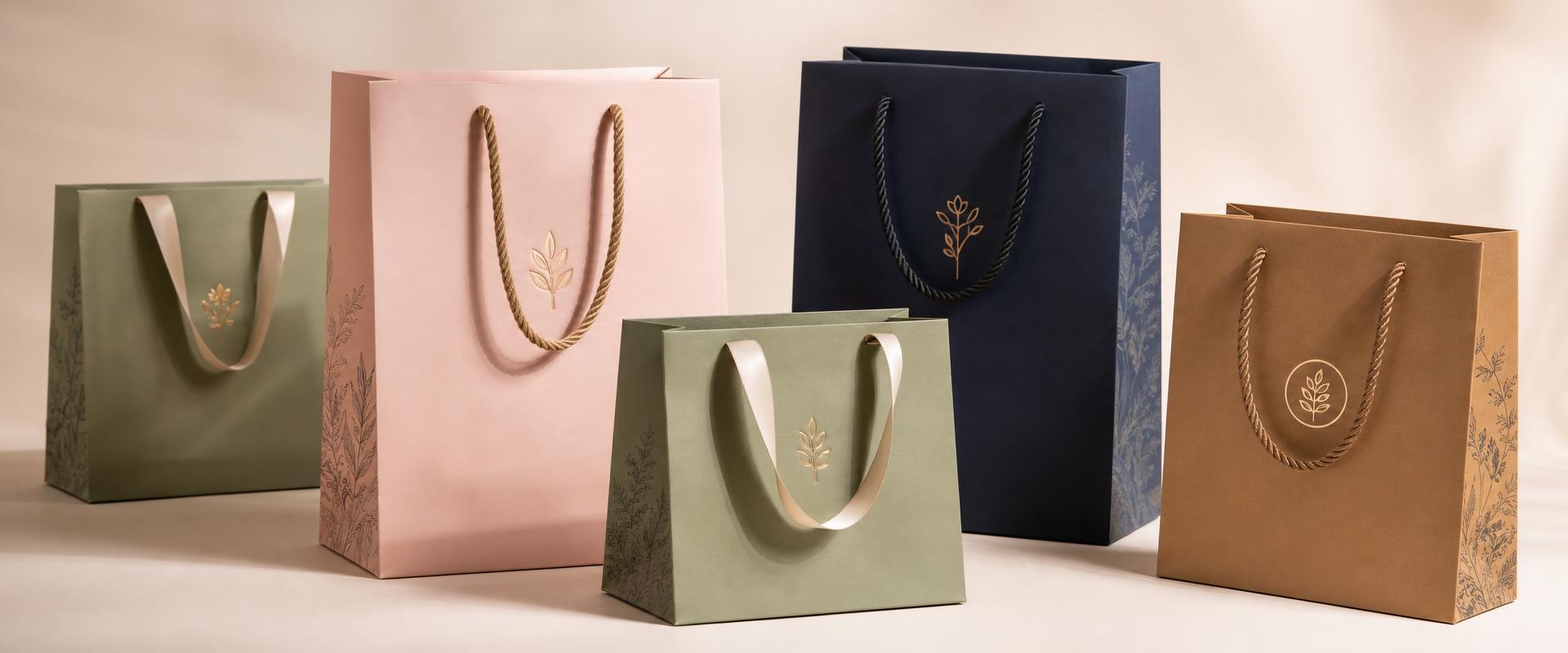 Branded luxury paper carrier bags with rope handles